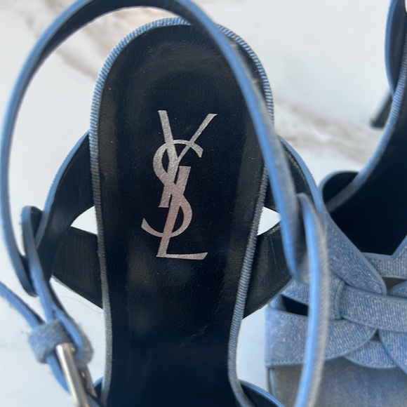 Saint Laurent Tribute Sandal Blue Jean 38.5 👖 👠 - Picture 4 of 10